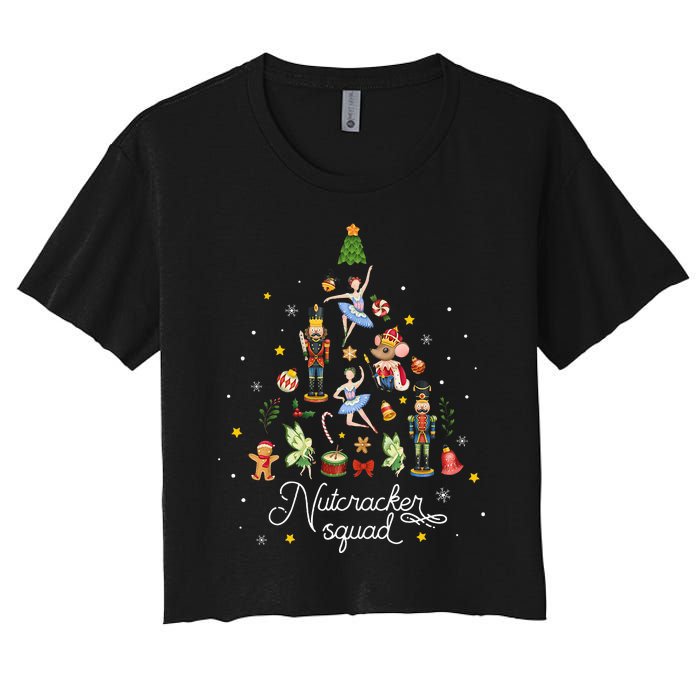 Christmas Nutcracker Squad Ballet Dance Kids Women's Crop Top Tee