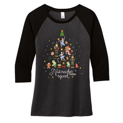 Christmas Nutcracker Squad Ballet Dance Kids Women's Tri-Blend 3/4-Sleeve Raglan Shirt