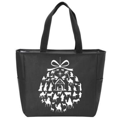 christmas nativity scene ornament funny  Zip Tote Bag