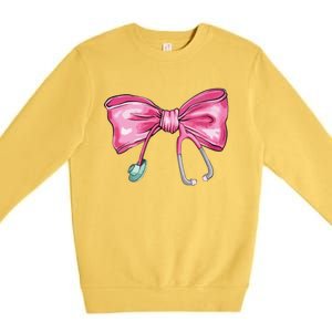 Coquette Nurse Stethoscope Bow Premium Crewneck Sweatshirt