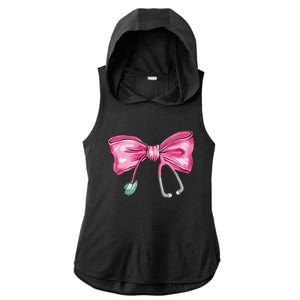 Coquette Nurse Stethoscope Bow Ladies PosiCharge Tri-Blend Wicking Draft Hoodie Tank