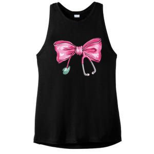 Coquette Nurse Stethoscope Bow Ladies PosiCharge Tri-Blend Wicking Tank