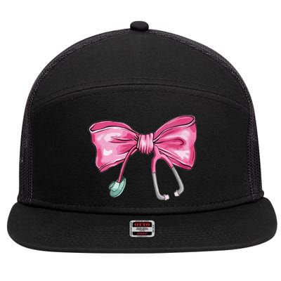 Coquette Nurse Stethoscope Bow 7 Panel Mesh Trucker Snapback Hat