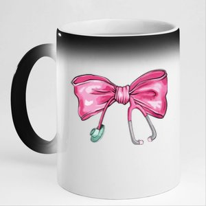 Coquette Nurse Stethoscope Bow 11oz Black Color Changing Mug