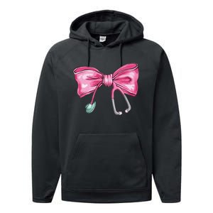 Coquette Nurse Stethoscope Bow Performance Fleece Hoodie