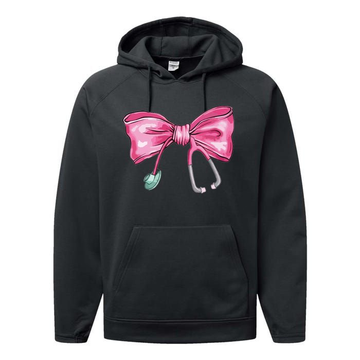 Coquette Nurse Stethoscope Bow Performance Fleece Hoodie