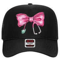 Coquette Nurse Stethoscope Bow High Crown Mesh Back Trucker Hat