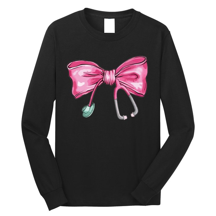 Coquette Nurse Stethoscope Bow Long Sleeve Shirt