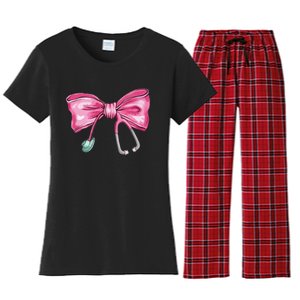 Coquette Nurse Stethoscope Bow Women's Flannel Pajama Set