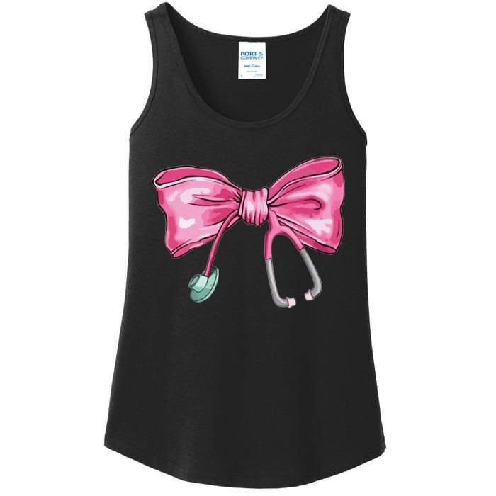 Coquette Nurse Stethoscope Bow Ladies Essential Tank