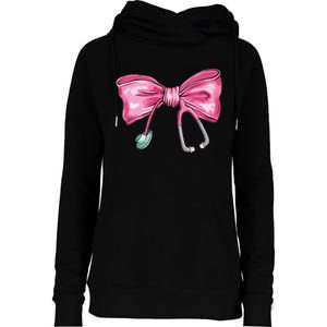 Coquette Nurse Stethoscope Bow Womens Funnel Neck Pullover Hood