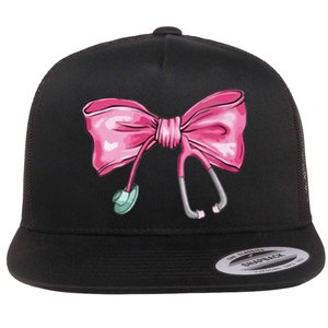 Coquette Nurse Stethoscope Bow Flat Bill Trucker Hat