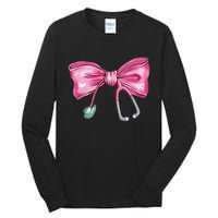 Coquette Nurse Stethoscope Bow Tall Long Sleeve T-Shirt