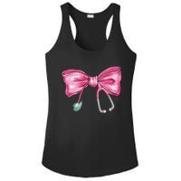 Coquette Nurse Stethoscope Bow Ladies PosiCharge Competitor Racerback Tank