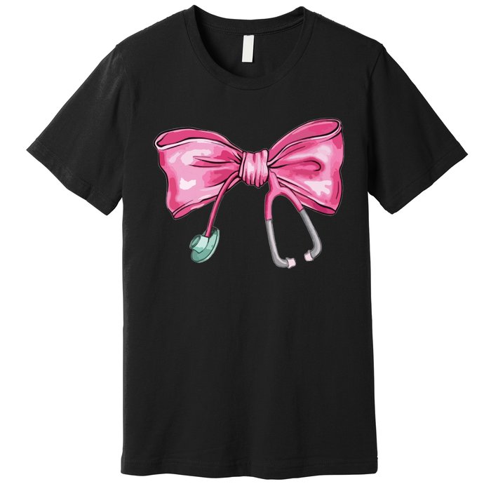 Coquette Nurse Stethoscope Bow Premium T-Shirt