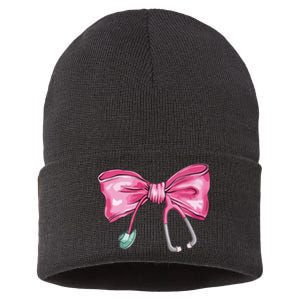 Coquette Nurse Stethoscope Bow Sustainable Knit Beanie