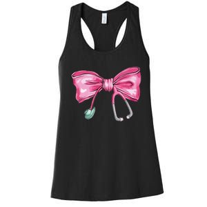 Coquette Nurse Stethoscope Bow Women's Racerback Tank