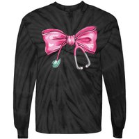 Coquette Nurse Stethoscope Bow Tie-Dye Long Sleeve Shirt