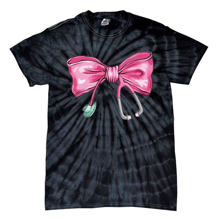 Coquette Nurse Stethoscope Bow Tie-Dye T-Shirt