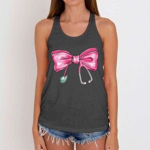 Coquette Nurse Stethoscope Bow Women's Knotted Racerback Tank