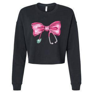 Coquette Nurse Stethoscope Bow Cropped Pullover Crew