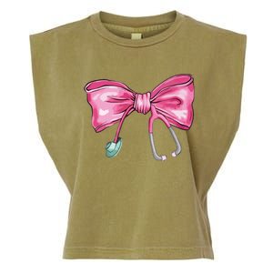 Coquette Nurse Stethoscope Bow Garment-Dyed Women's Muscle Tee