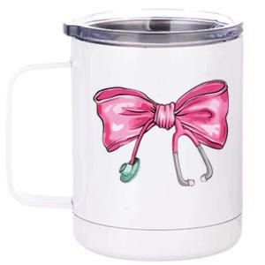 Coquette Nurse Stethoscope Bow 12 oz Stainless Steel Tumbler Cup