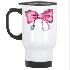 Coquette Nurse Stethoscope Bow Stainless Steel Travel Mug