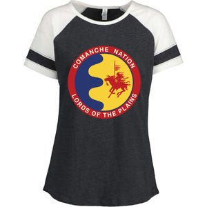 Comanche Nation Seal: Lords Of The Plains Enza Ladies Jersey Colorblock Tee