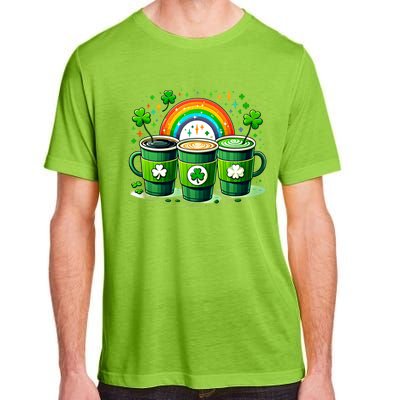 Coffee Nurse St PatrickS Day Shamrock Rainbow Rn Icu Er Gift Adult ChromaSoft Performance T-Shirt