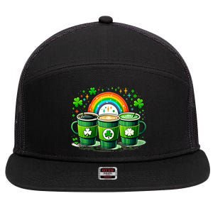 Coffee Nurse St PatrickS Day Shamrock Rainbow Rn Icu Er Gift 7 Panel Mesh Trucker Snapback Hat