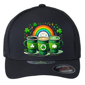 Coffee Nurse St PatrickS Day Shamrock Rainbow Rn Icu Er Gift Flexfit Unipanel Trucker Cap