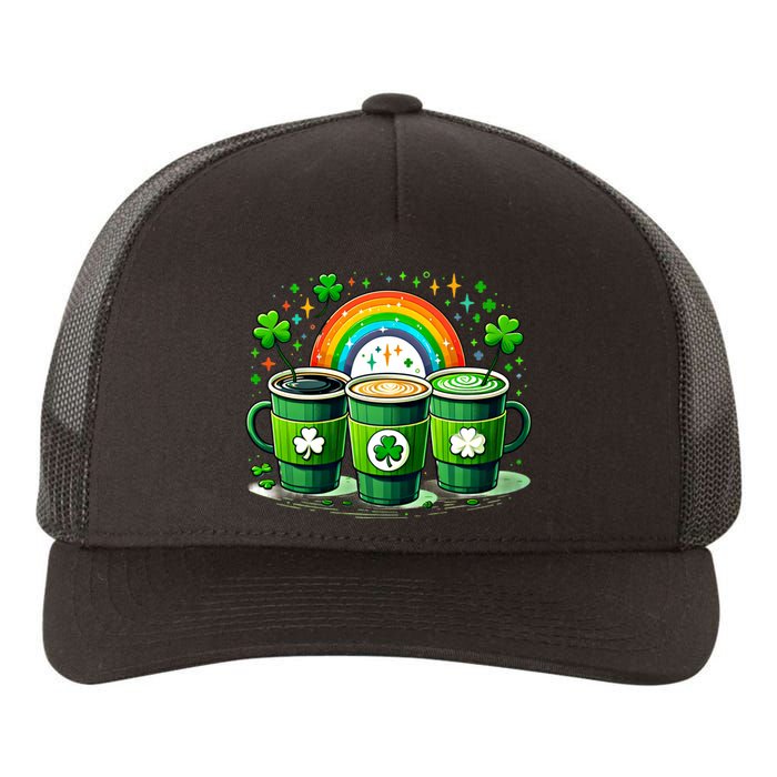 Coffee Nurse St PatrickS Day Shamrock Rainbow Rn Icu Er Gift Yupoong Adult 5-Panel Trucker Hat