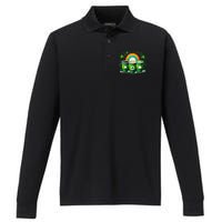 Coffee Nurse St PatrickS Day Shamrock Rainbow Rn Icu Er Gift Performance Long Sleeve Polo