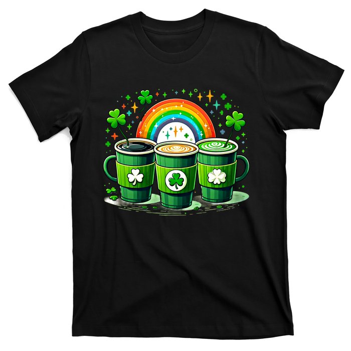 Coffee Nurse St PatrickS Day Shamrock Rainbow Rn Icu Er Gift T-Shirt