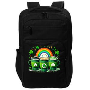 Coffee Nurse St PatrickS Day Shamrock Rainbow Rn Icu Er Gift Impact Tech Backpack