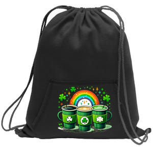 Coffee Nurse St PatrickS Day Shamrock Rainbow Rn Icu Er Gift Sweatshirt Cinch Pack Bag