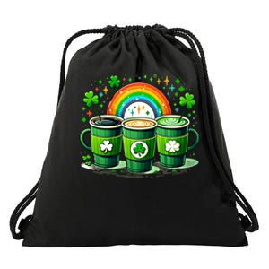 Coffee Nurse St PatrickS Day Shamrock Rainbow Rn Icu Er Gift Drawstring Bag