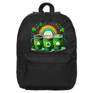 Coffee Nurse St PatrickS Day Shamrock Rainbow Rn Icu Er Gift 16 in Basic Backpack