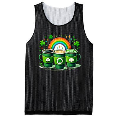 Coffee Nurse St PatrickS Day Shamrock Rainbow Rn Icu Er Gift Mesh Reversible Basketball Jersey Tank