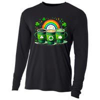 Coffee Nurse St PatrickS Day Shamrock Rainbow Rn Icu Er Gift Cooling Performance Long Sleeve Crew