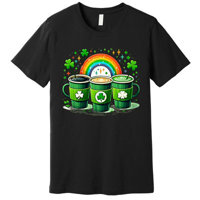 Coffee Nurse St PatrickS Day Shamrock Rainbow Rn Icu Er Gift Premium T-Shirt