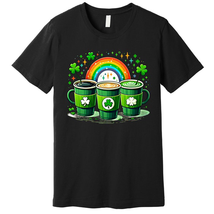 Coffee Nurse St PatrickS Day Shamrock Rainbow Rn Icu Er Gift Premium T-Shirt