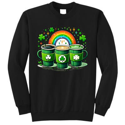 Coffee Nurse St PatrickS Day Shamrock Rainbow Rn Icu Er Gift Tall Sweatshirt