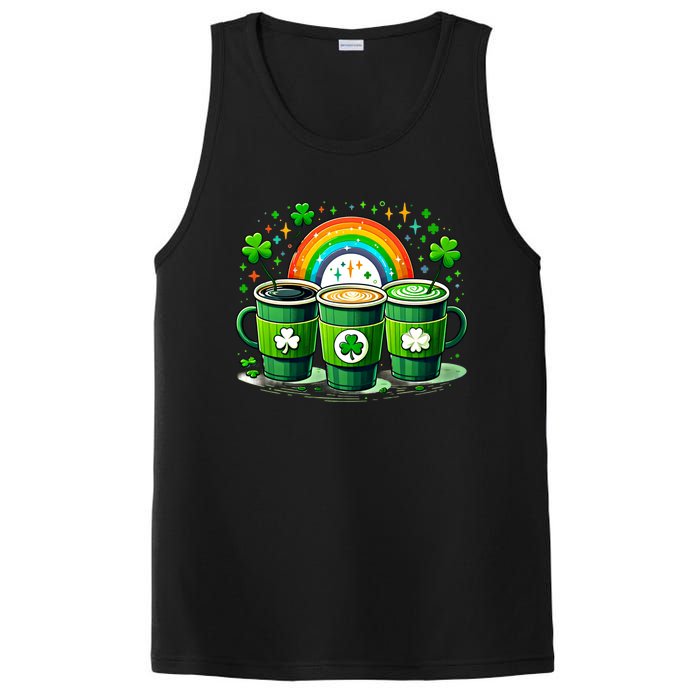 Coffee Nurse St PatrickS Day Shamrock Rainbow Rn Icu Er Gift PosiCharge Competitor Tank