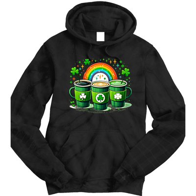 Coffee Nurse St PatrickS Day Shamrock Rainbow Rn Icu Er Gift Tie Dye Hoodie