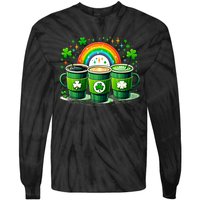 Coffee Nurse St PatrickS Day Shamrock Rainbow Rn Icu Er Gift Tie-Dye Long Sleeve Shirt