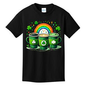 Coffee Nurse St PatrickS Day Shamrock Rainbow Rn Icu Er Gift Kids T-Shirt