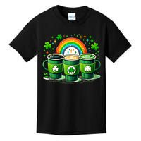 Coffee Nurse St PatrickS Day Shamrock Rainbow Rn Icu Er Gift Kids T-Shirt