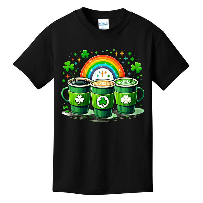 Coffee Nurse St PatrickS Day Shamrock Rainbow Rn Icu Er Gift Kids T-Shirt